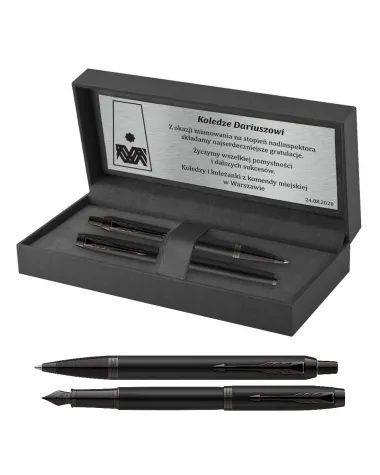 Długopis i Pióro Parker IM Achromatic Czarny w pudełku z grawerem (2127618/6)