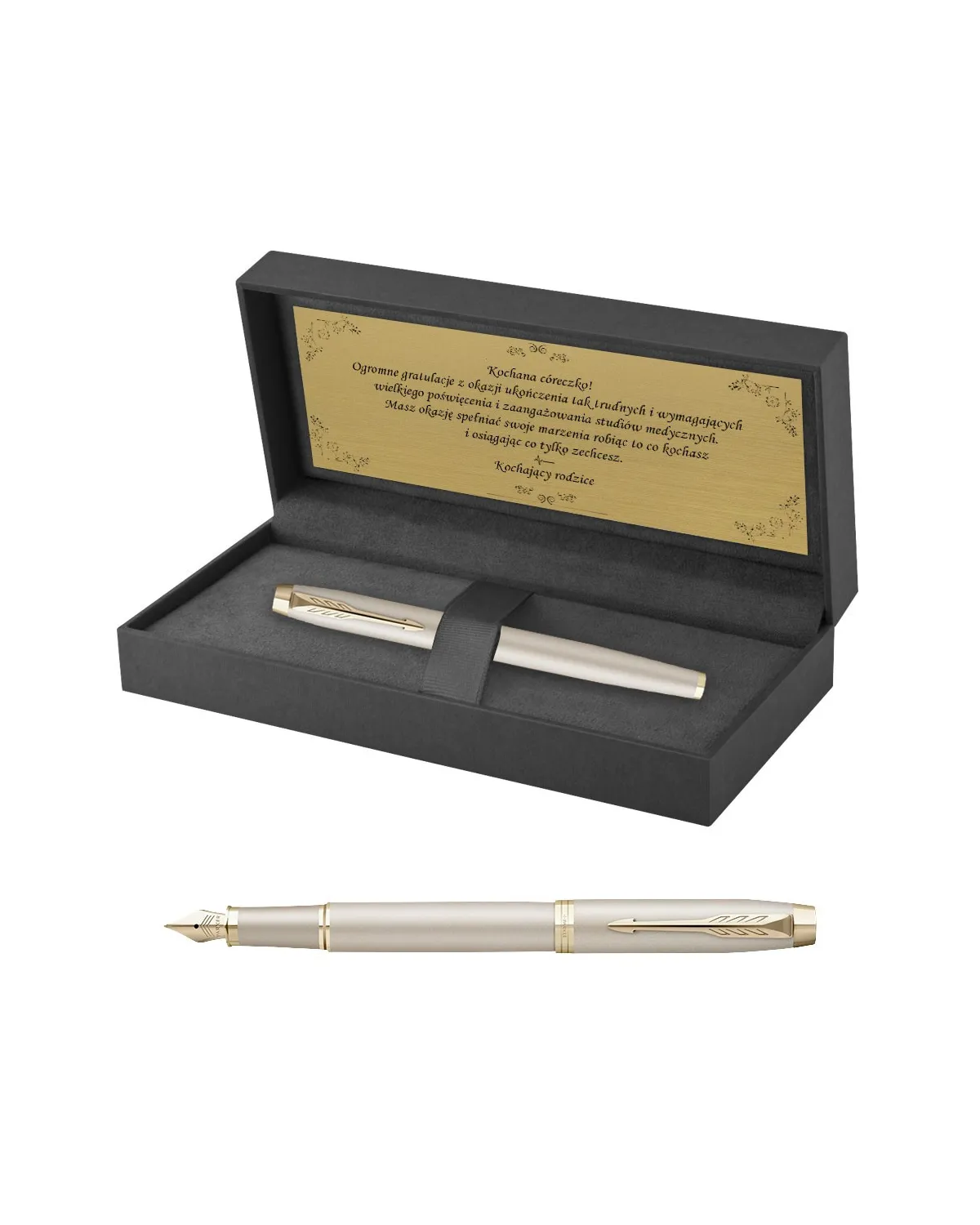 Pióro wieczne Parker IM Professionals Monochrome Champagne w Pudełku z Grawerem (2172953/5)