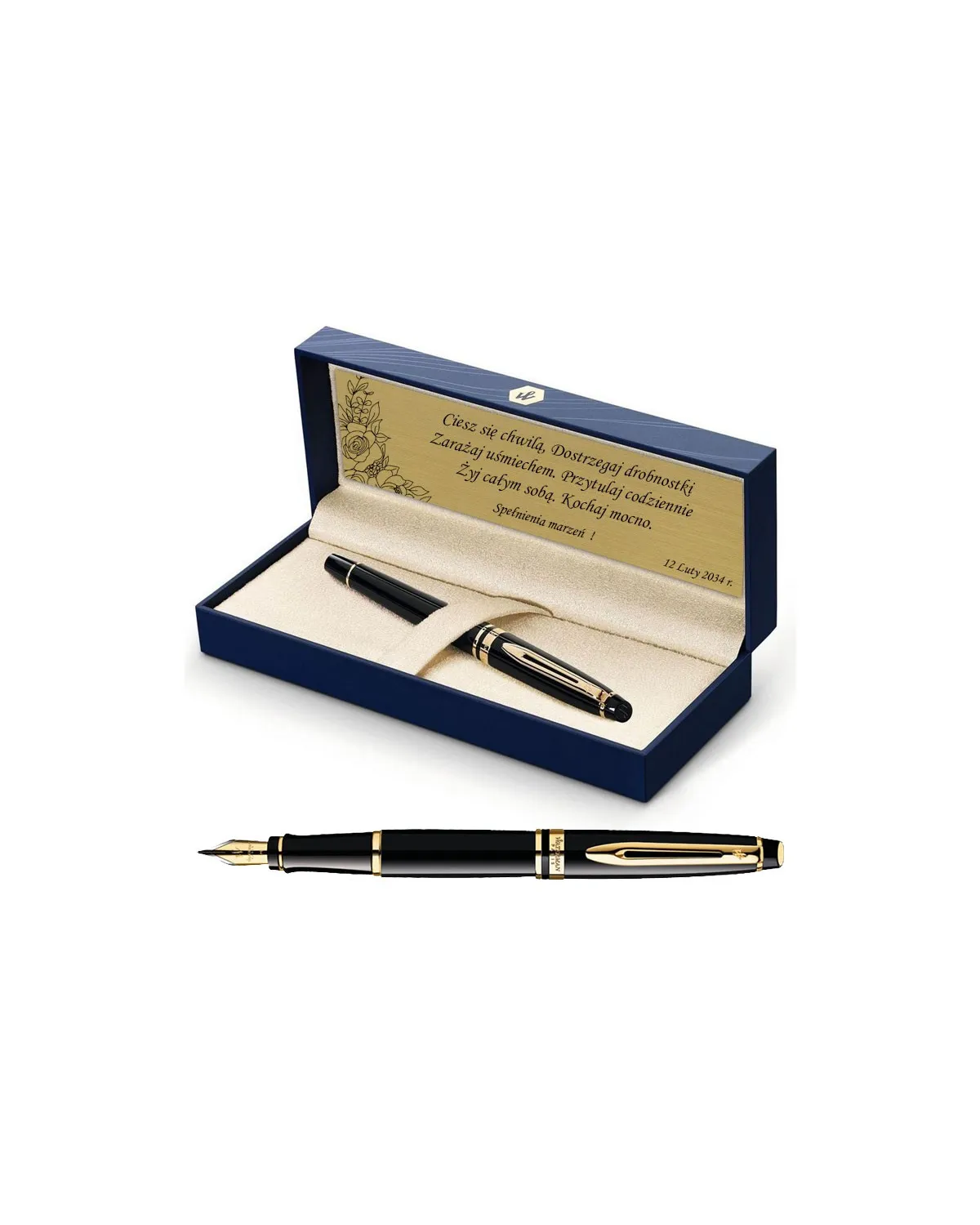 Zestaw Pióro Waterman Expert czarne GT z grawerem