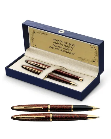 Długopis i Pióro Waterman Carene bursztyn GT w Pudełku z Grawerem (S0700940/2)