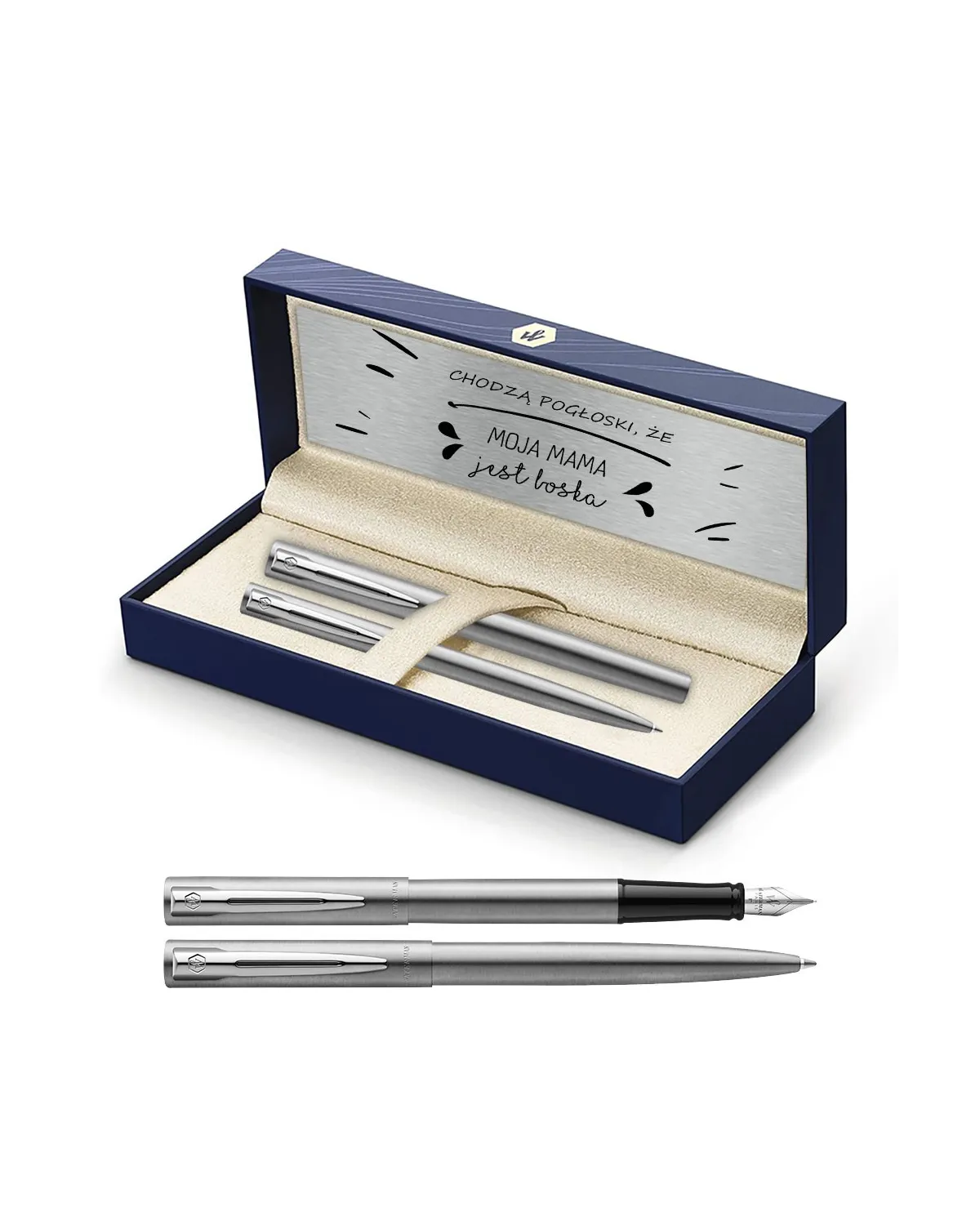 Długopis i Pióro Waterman Allure srebrny CT w Pudełku z Grawerem (S0174996/2)