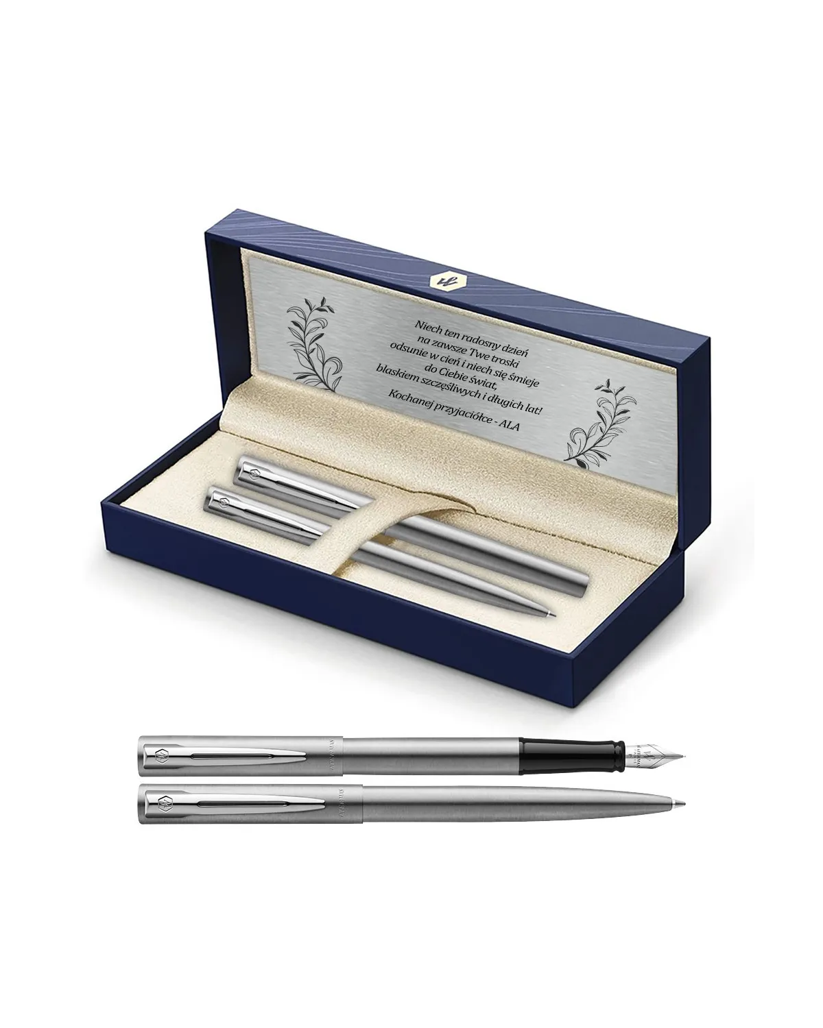 Długopis i Pióro Waterman Allure srebrny CT w Pudełku z Grawerem (S0174996/4)
