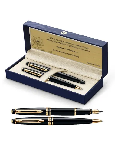 Długopis i Pióro Waterman Expert czarny GT w Pudełku z Grawerem (S0951700/5)