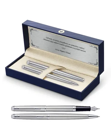 Długopis i Pióro Waterman Hemisphere stalowy CT w Pudełku z Grawerem (S0920470/6)