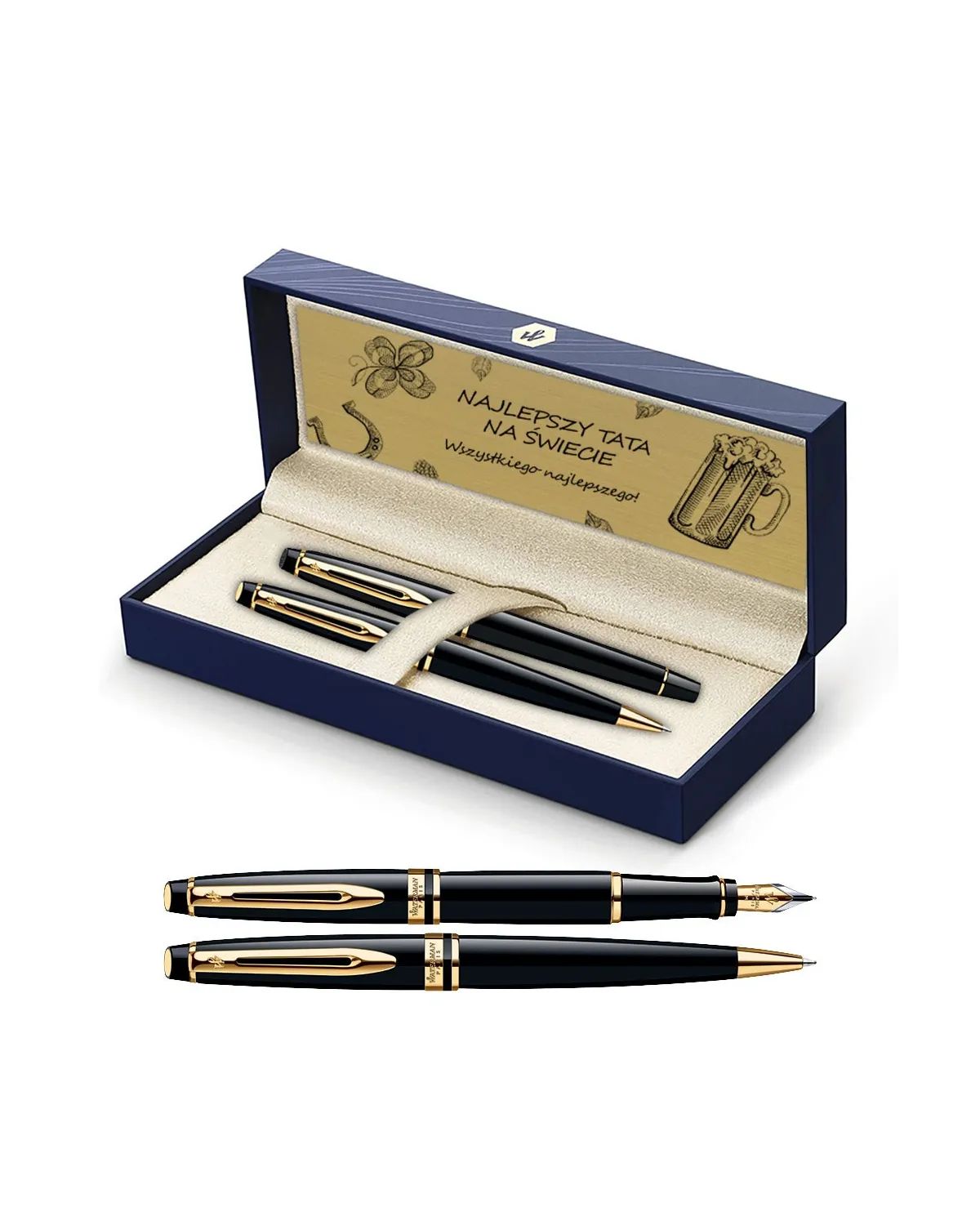 Długopis i Pióro Waterman Expert czarny GT w Pudełku z Grawerem (S0951700/7) Długopis i Pióro Waterman Expert czarny GT w Pudełku z Grawerem (S0951700/7)
