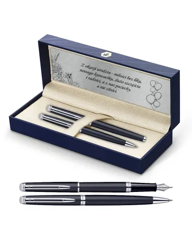 Długopis i Pióro Waterman Hemisphere czarny matowy CT w Pudełku z Grawerem (S0920870/2)