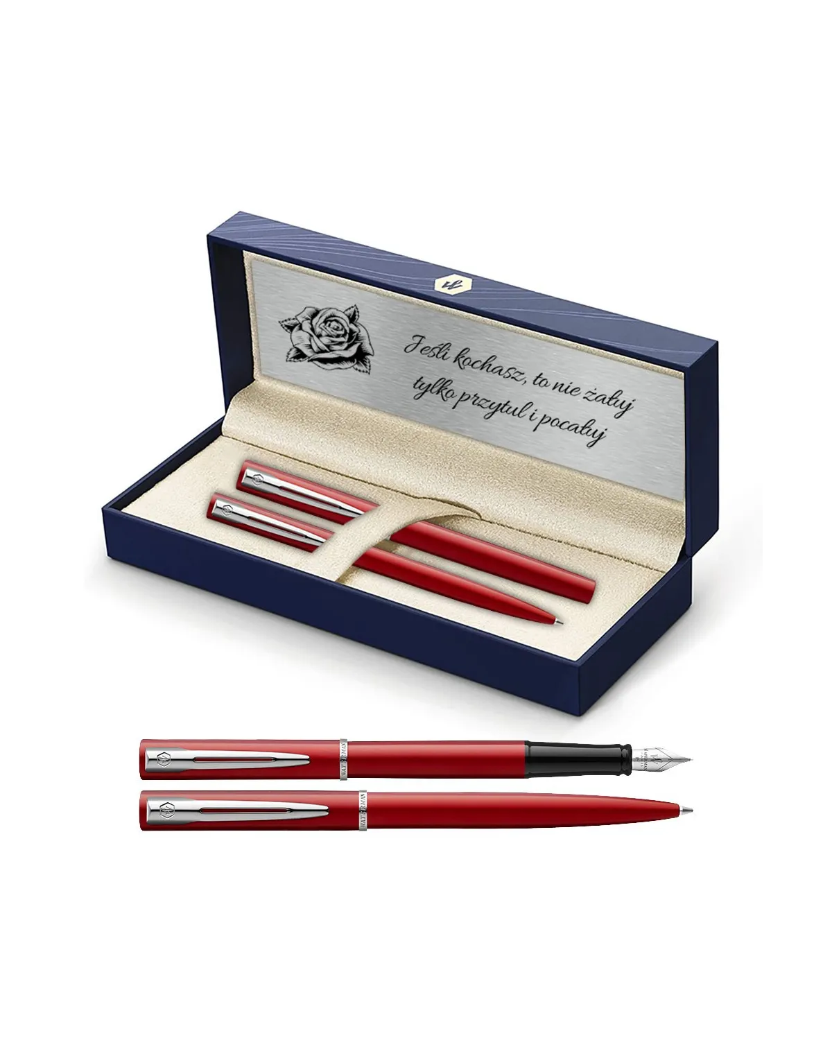 Długopis i Pióro Waterman Allure czerwony CT w Pudełku z Grawerem (2068193/4)