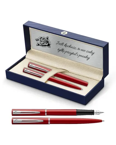 Długopis i Pióro Waterman Allure czerwony CT w Pudełku z Grawerem (2068193/4)