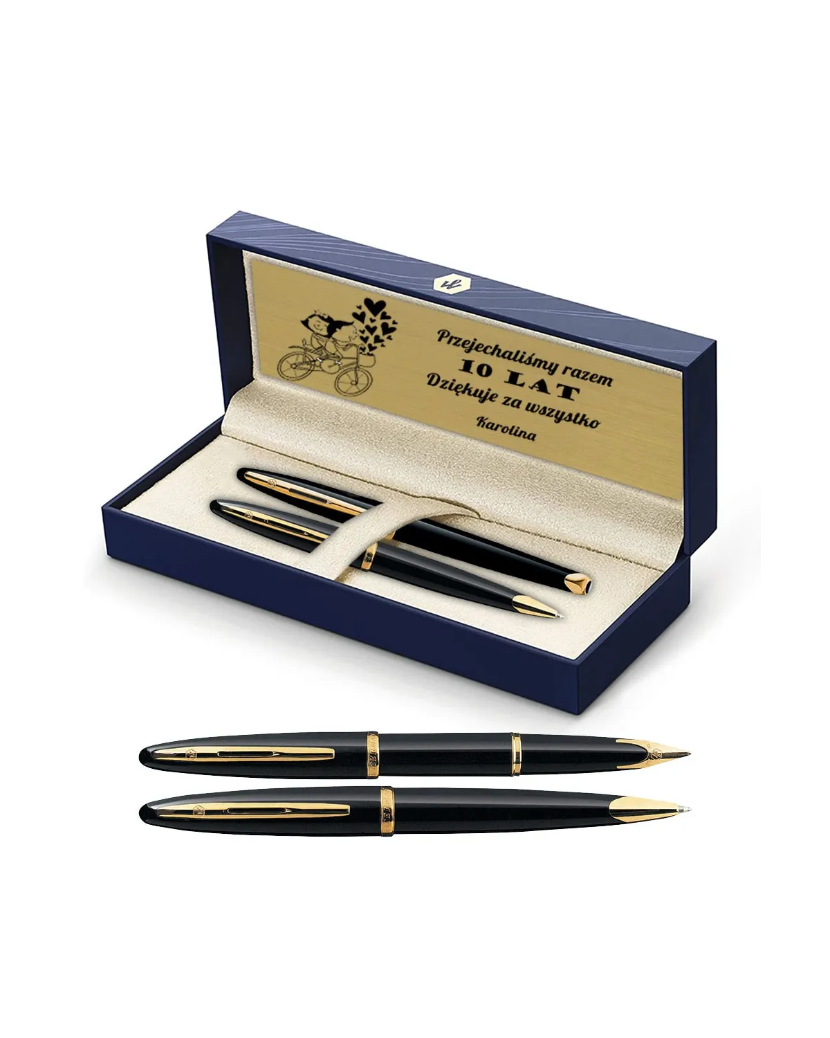 Długopis i Pióro Waterman Carene Contemporary czarny GT w Pudełku z Grawerem (S0700380/2)