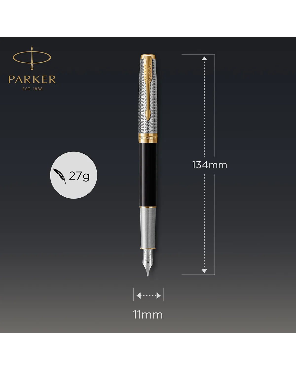 Pióro wieczne Parker Sonnet Metal & Black GT 18k. (2119784)