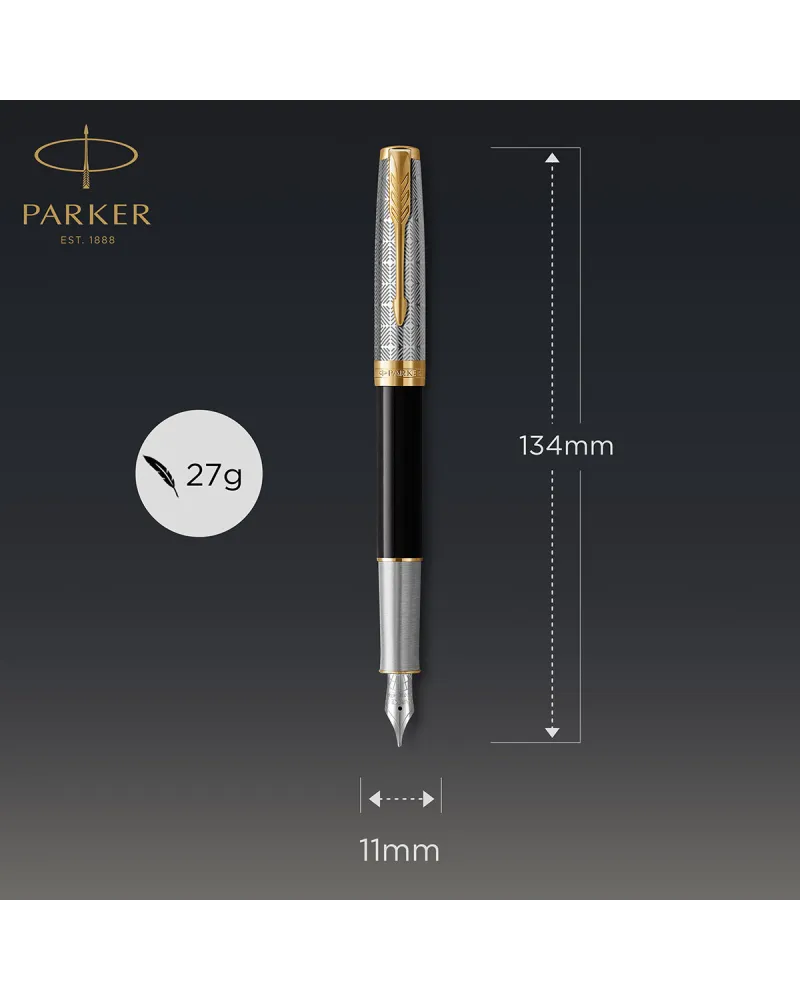 Pióro wieczne Parker Sonnet Metal & Black GT 18k. (2119784)