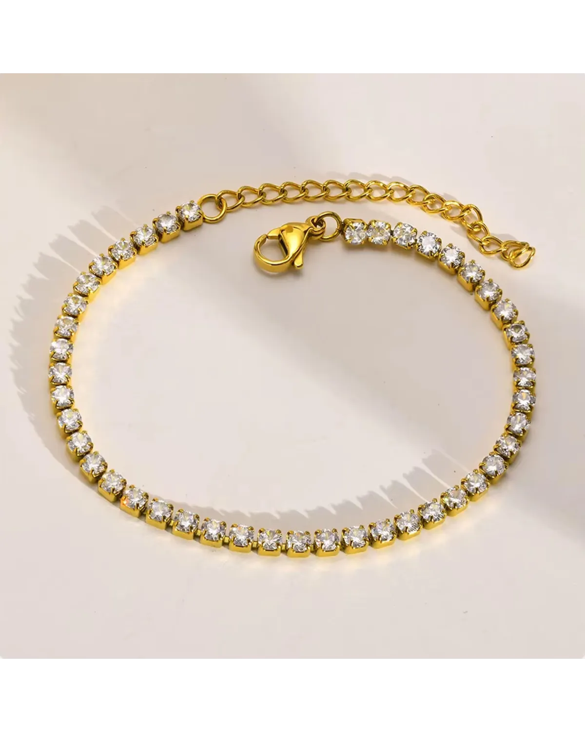 Bransoletka stalowa z cyrkoniami, regulowana (BD011)