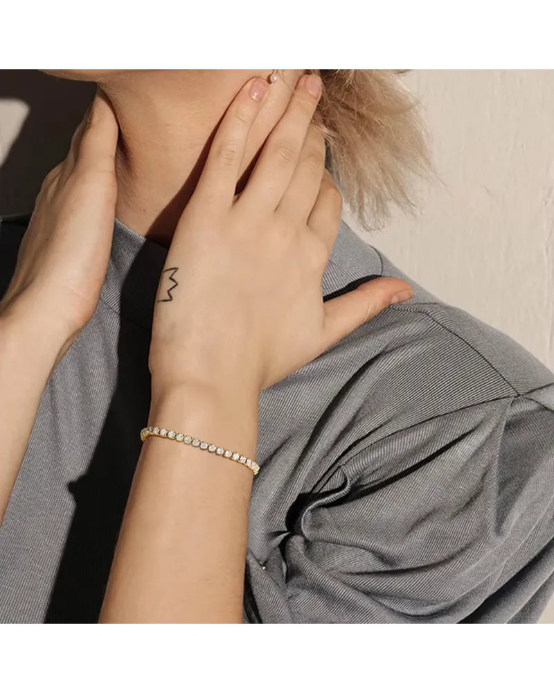 Bransoletka stalowa z cyrkoniami, regulowana (BD011)