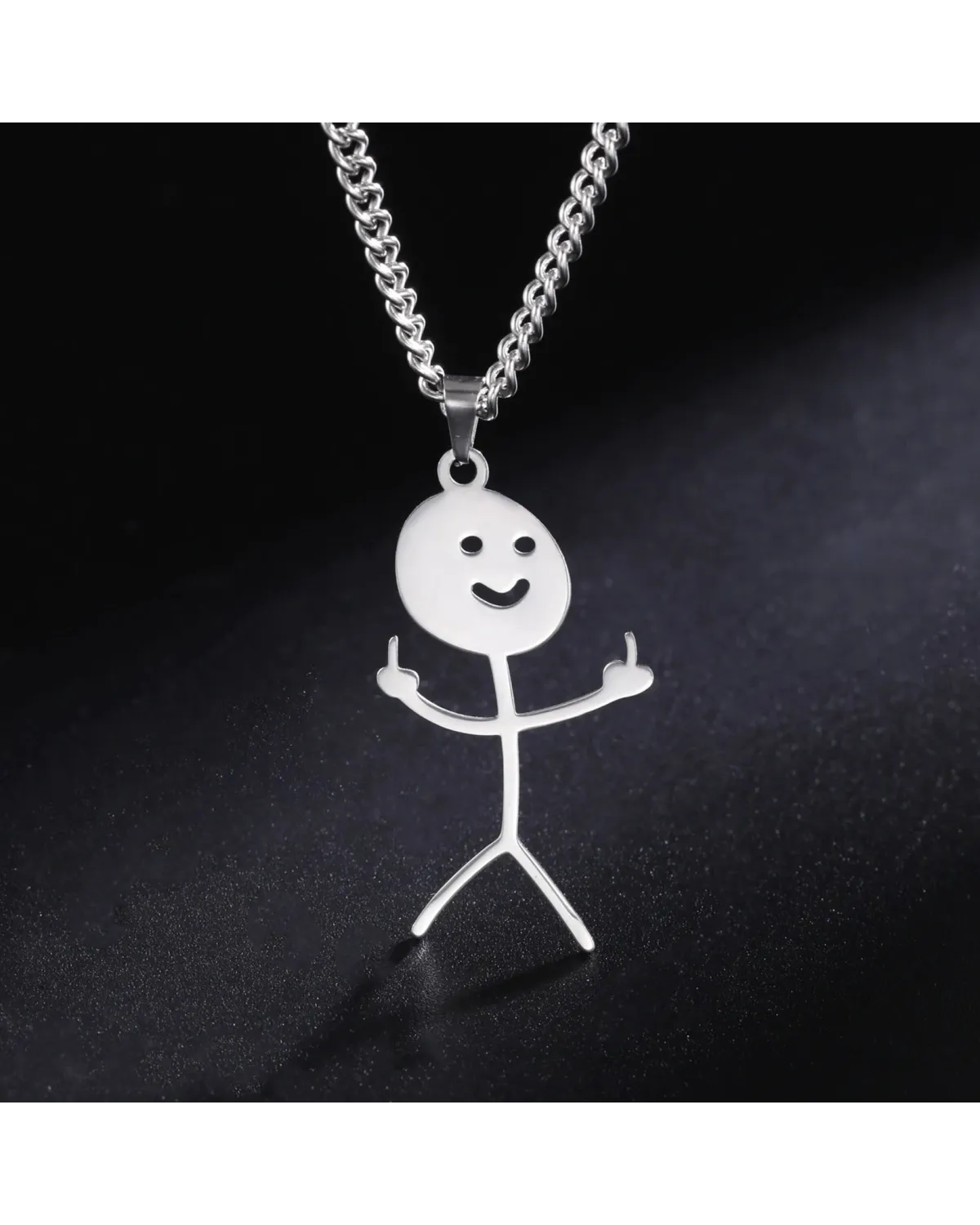 Naszyjnik stalowy srebrny - funny (BM023)