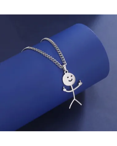 Naszyjnik stalowy srebrny - funny (BM023)