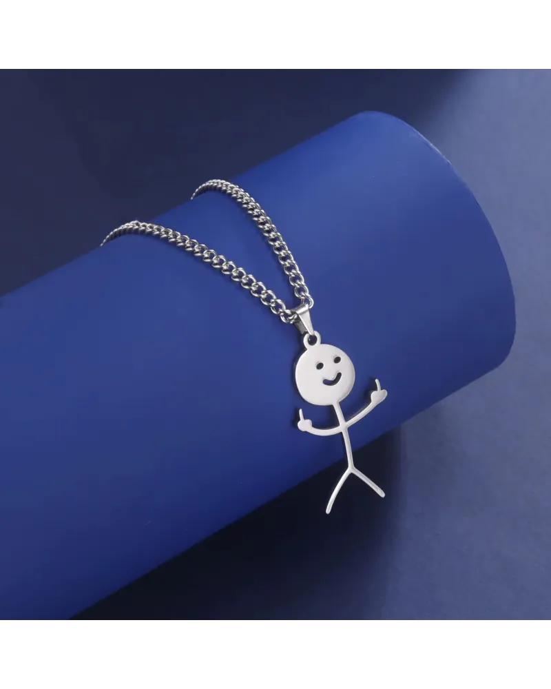 Naszyjnik stalowy srebrny - funny (BM023)