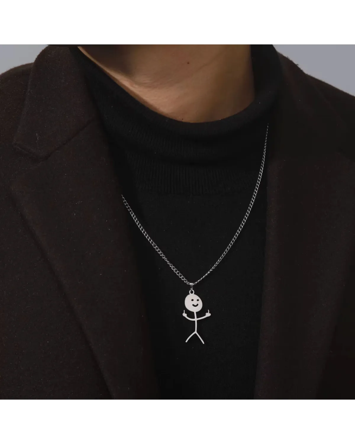 Naszyjnik stalowy srebrny - funny (BM023)