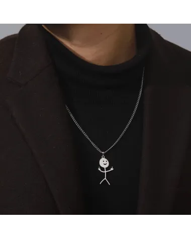 Naszyjnik stalowy srebrny - funny (BM023)