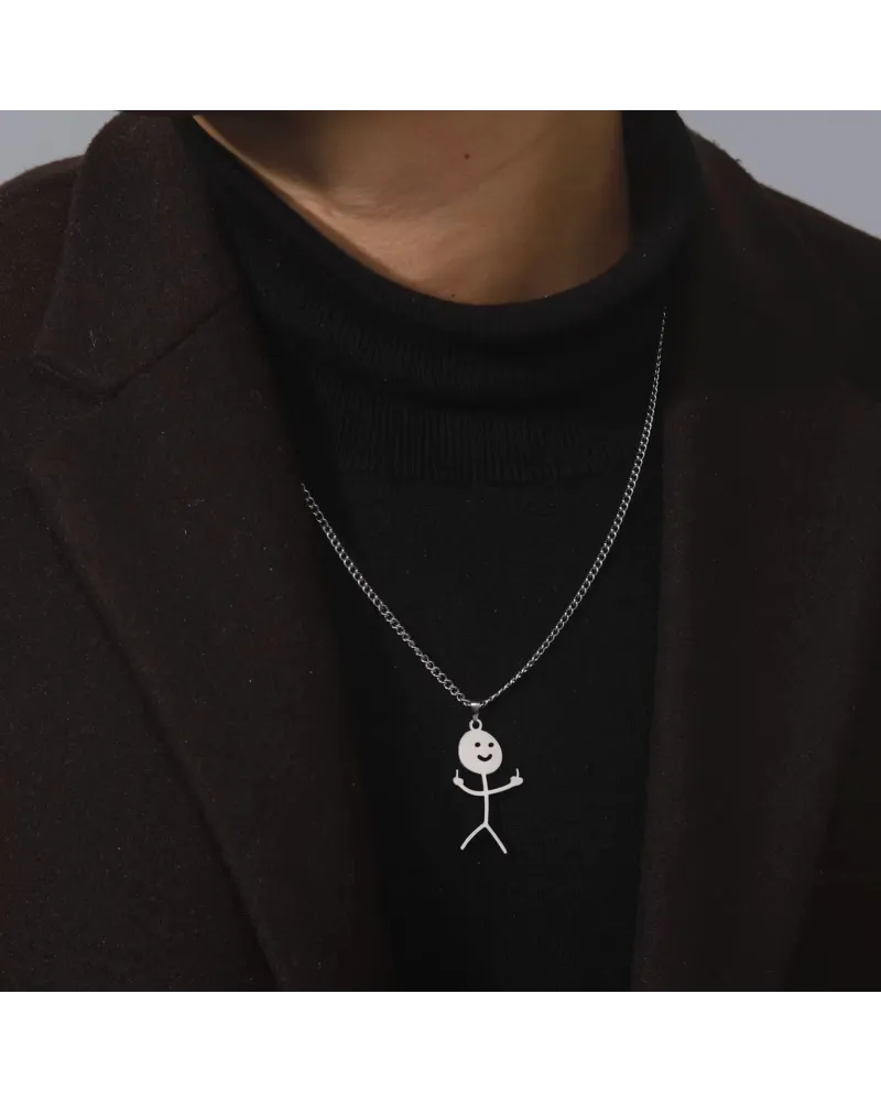 Naszyjnik stalowy srebrny - funny (BM023)