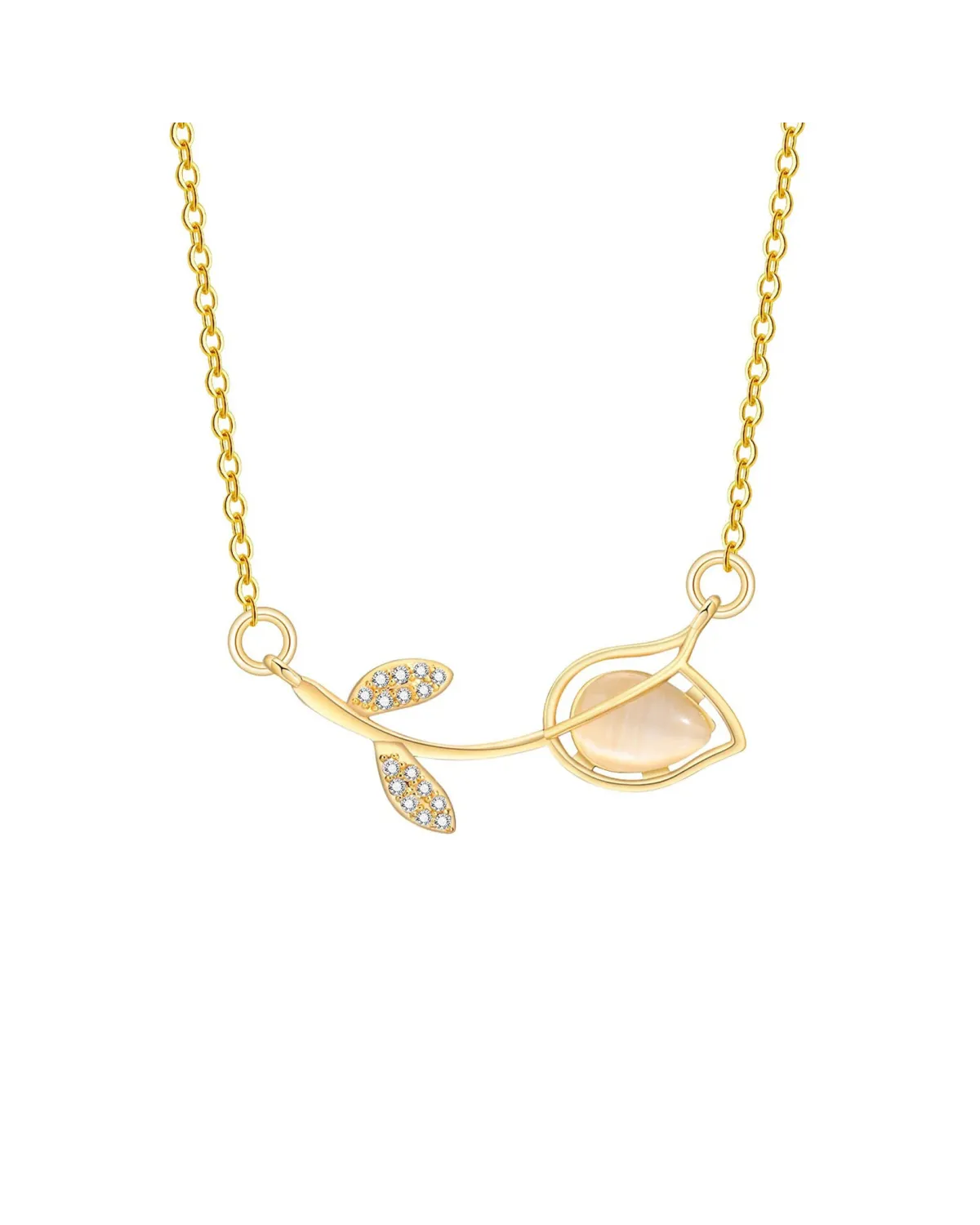 Naszyjnik stalowy złoty - kwiatek (BM025)