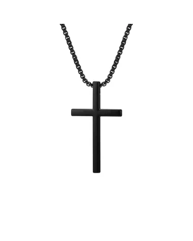 Naszyjnik stalowy czarny - krzyżyk (BM028)