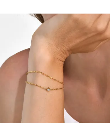 Bransoletka stalowa złota, regulowana (BD030)