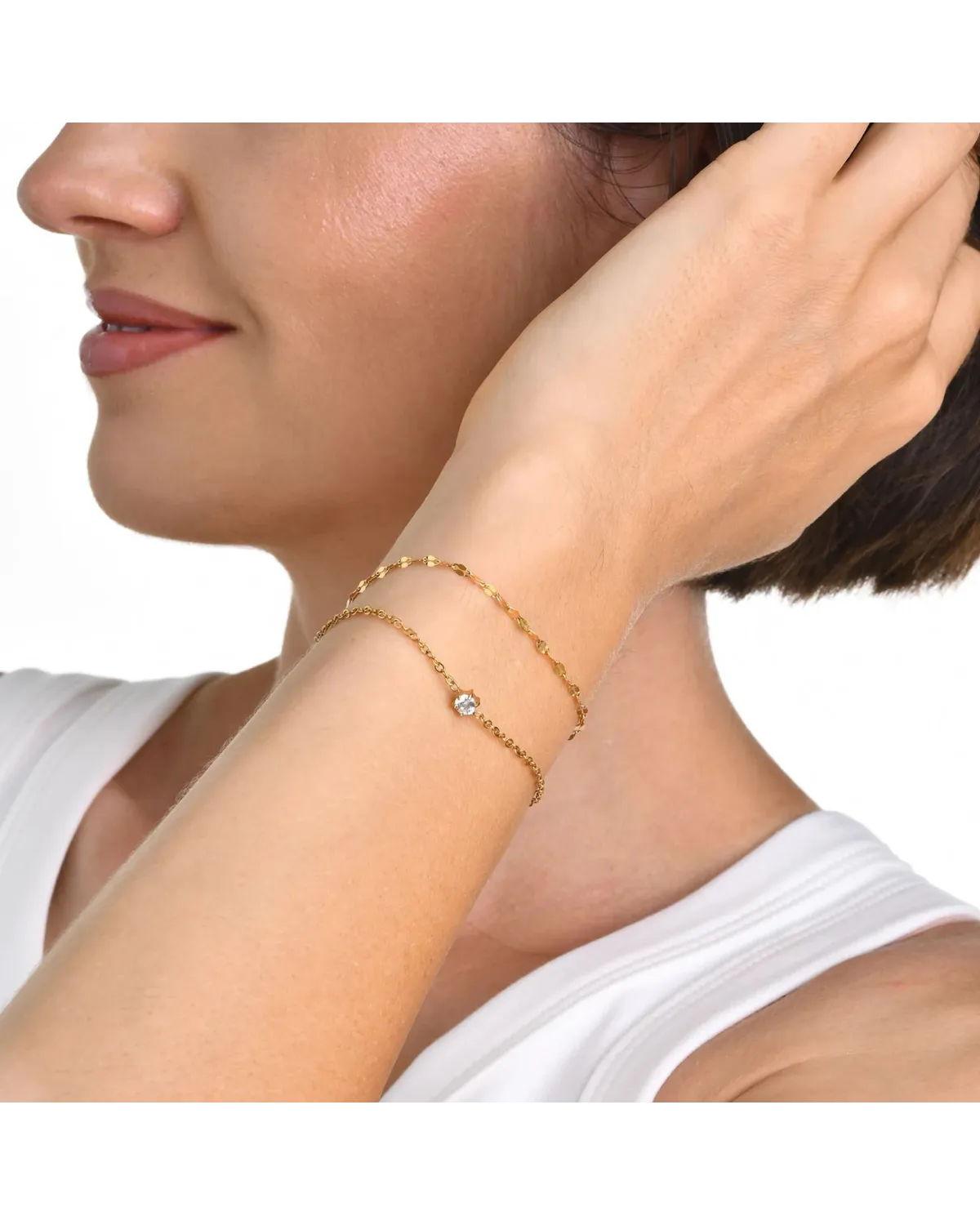 Bransoletka stalowa złota, regulowana (BD030)