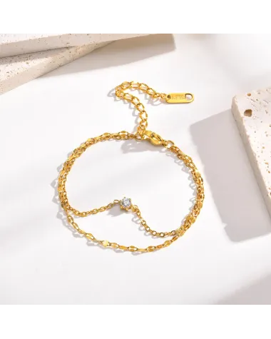 Bransoletka stalowa złota, regulowana (BD030)