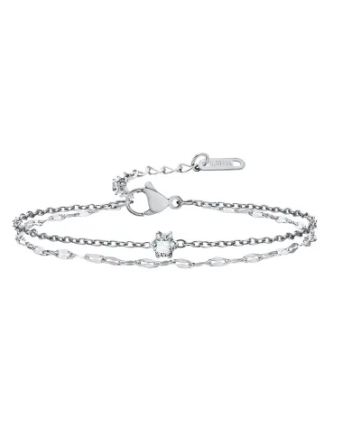 Bransoletka stalowa srebrna, regulowana (BD031)