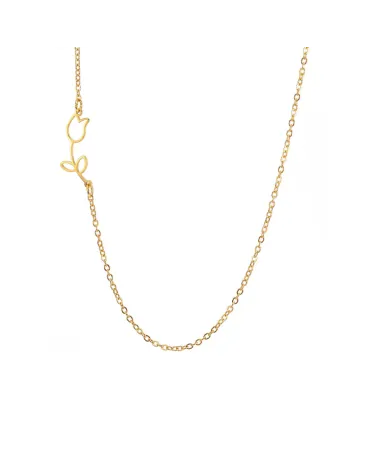 Naszyjnik stalowy złoty - kwiatek (BM033)