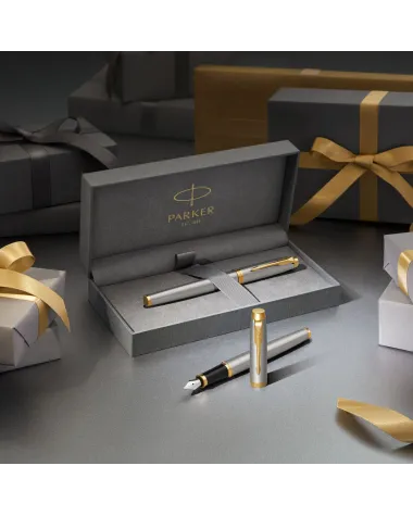 Zestaw Prezentowy Pióro wieczne Parker IM Brushed Metal GT + Bransoleta  (1931649/8)