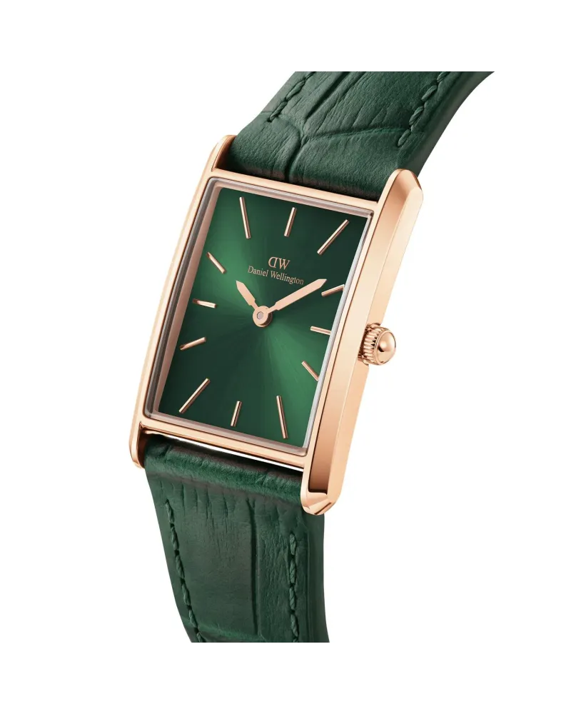 ZEGAREK DAMSKI DANIEL WELLINGTON Bound Crocodile Emerald Rose Gold 22mm DW00100694 + BOX