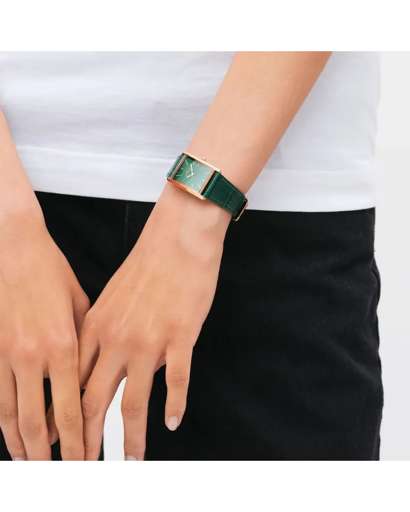 ZEGAREK DAMSKI DANIEL WELLINGTON Bound Crocodile Emerald Rose Gold 22mm DW00100694 + BOX