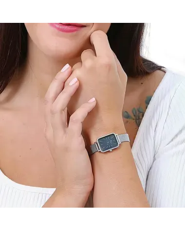 ZEGAREK DAMSKI DANIEL WELLINGTON Quadro Silver Mesh DW00100667 + BOX (zw519k)