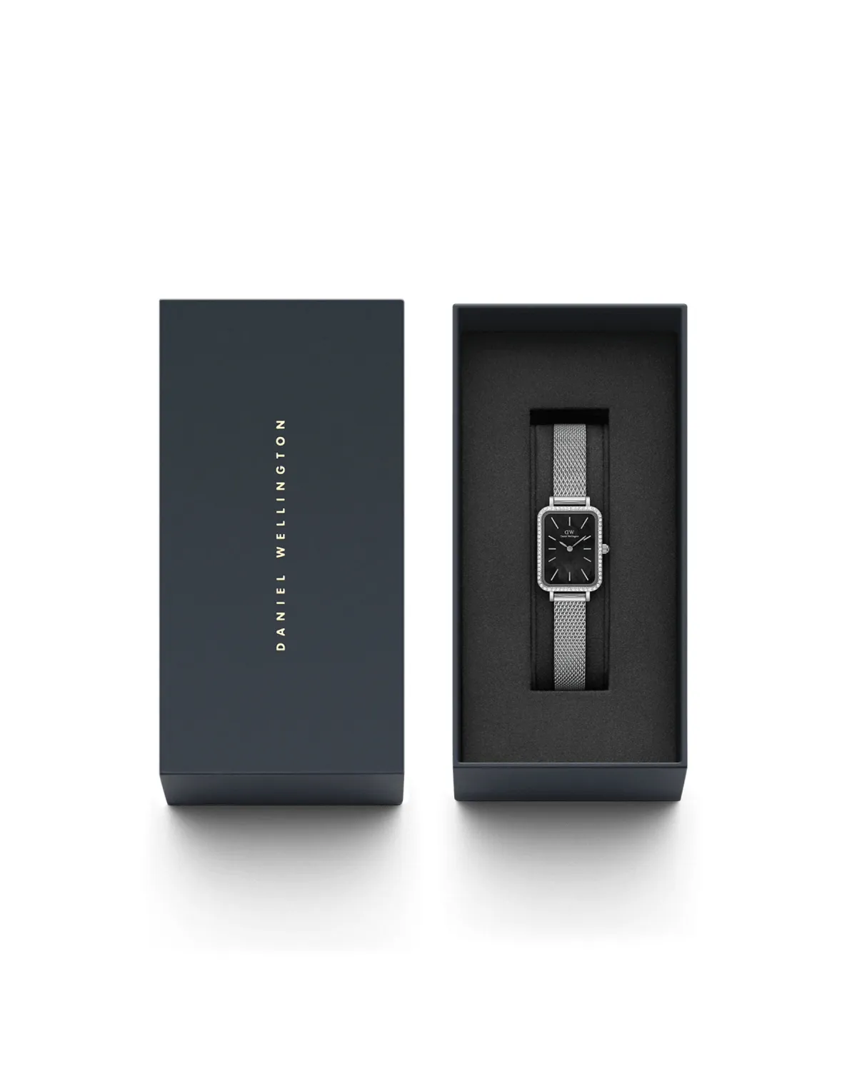 ZEGAREK DAMSKI DANIEL WELLINGTON Quadro Silver Mesh DW00100667 + BOX (zw519k)