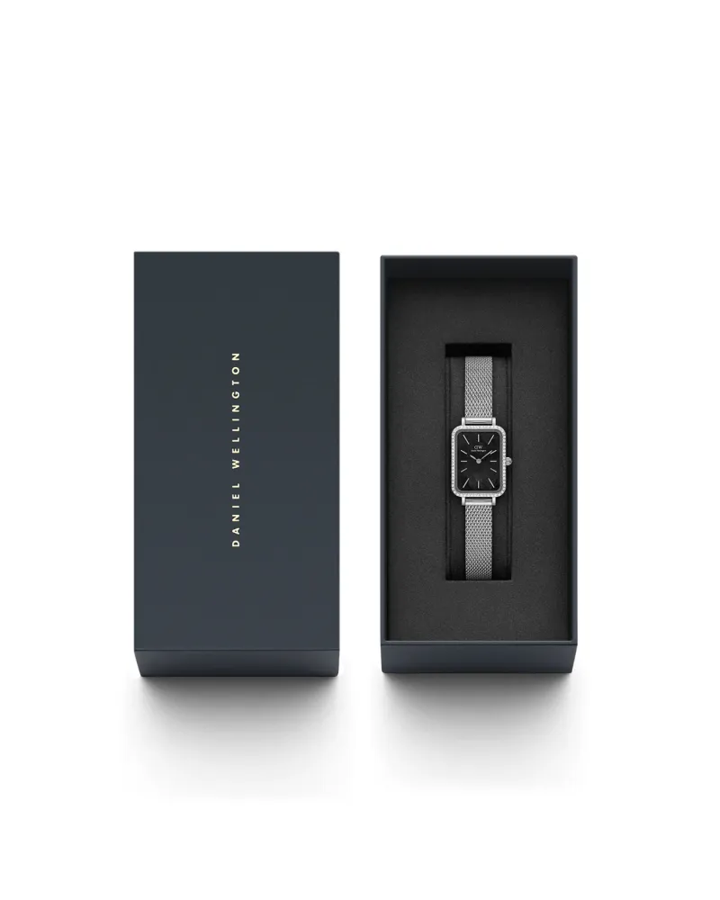 ZEGAREK DAMSKI DANIEL WELLINGTON Quadro Silver Mesh DW00100667 + BOX (zw519k)