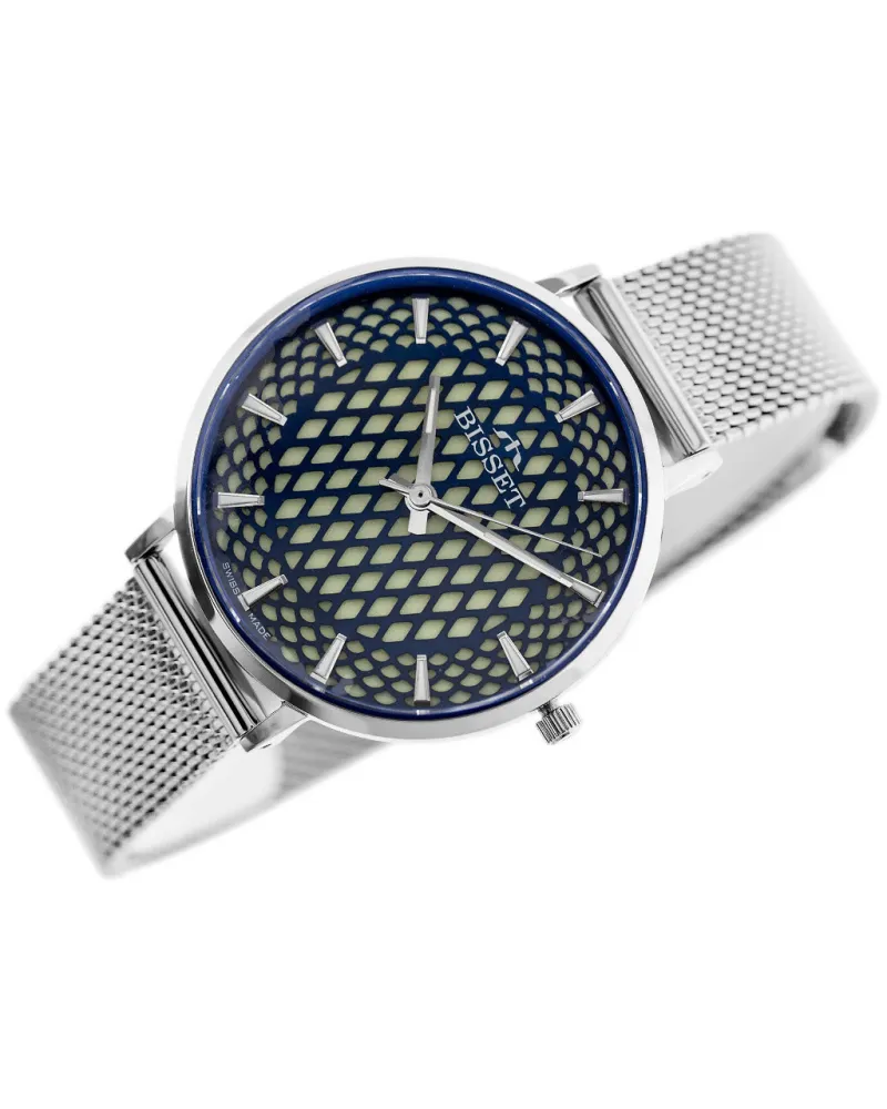 ZEGAREK DAMSKI BISSET BSBF32 (zb581c) - SZAFIROWE SZKŁO