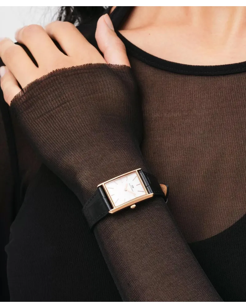 ZEGAREK DAMSKI DANIEL WELLINGTON Bound Black Crocodile Rose Gold 24mm DW00100698 + BOX
