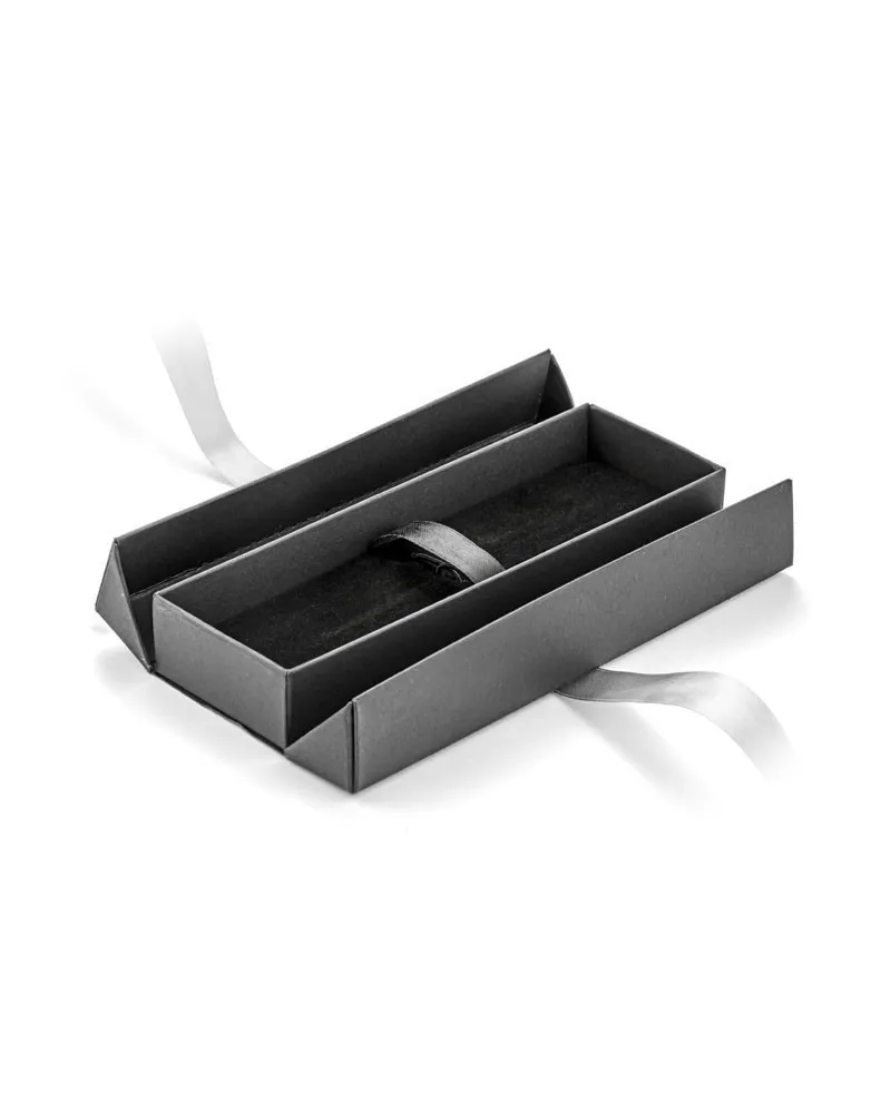 Pudełko prezentowe srebrne z wstążką (19614-00)