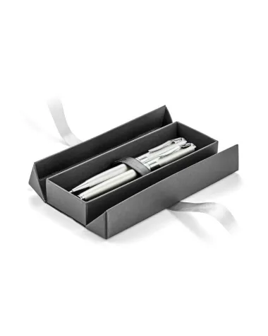 Pudełko prezentowe srebrne z wstążką (19614-00)