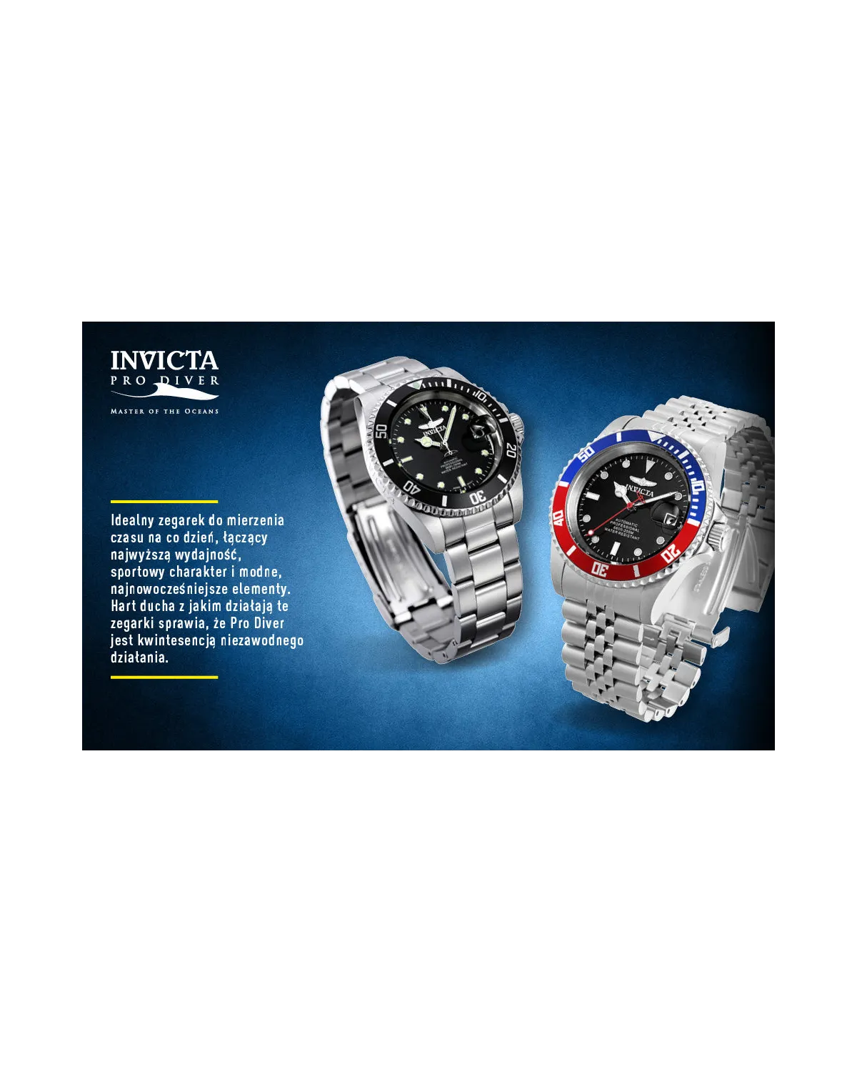 ZEGAREK MĘSKI INVICTA PRO DIVER 22054 - WODOSZCZLNOŚĆ 200m, koperta 43mm