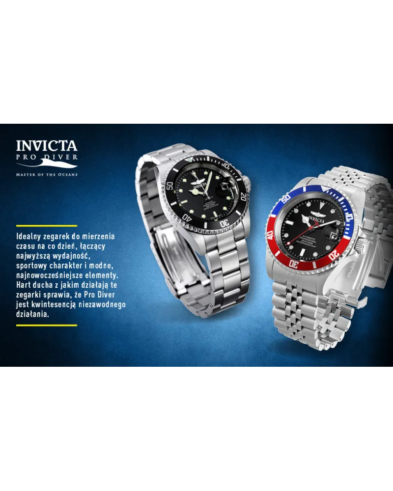 ZEGAREK MĘSKI INVICTA PRO DIVER 22054 - WODOSZCZLNOŚĆ 200m, koperta 43mm