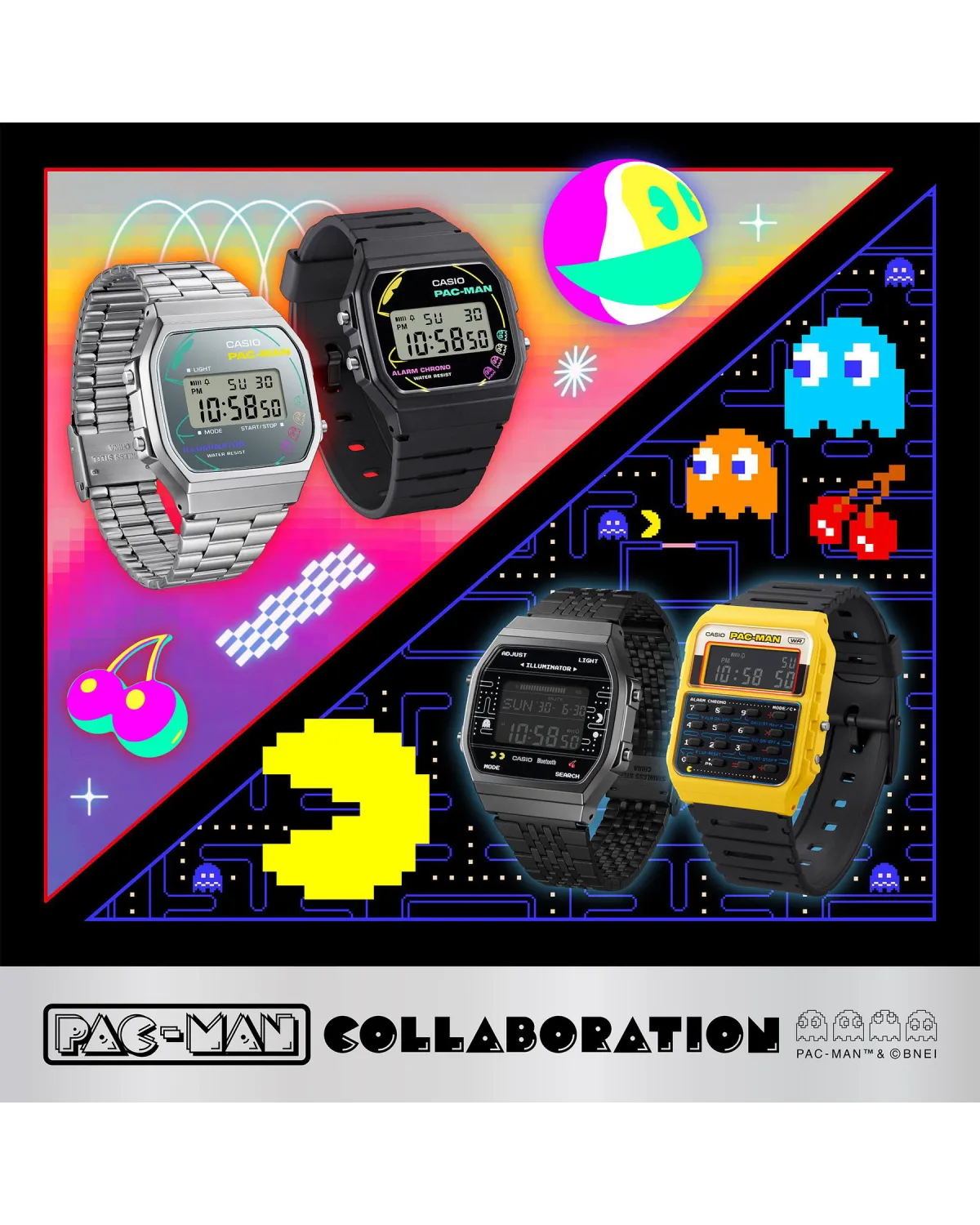 ZEGAREK MĘSKI CASIO F-91WPC-1ADR (zd086b) - PAC-MAN + BOX
