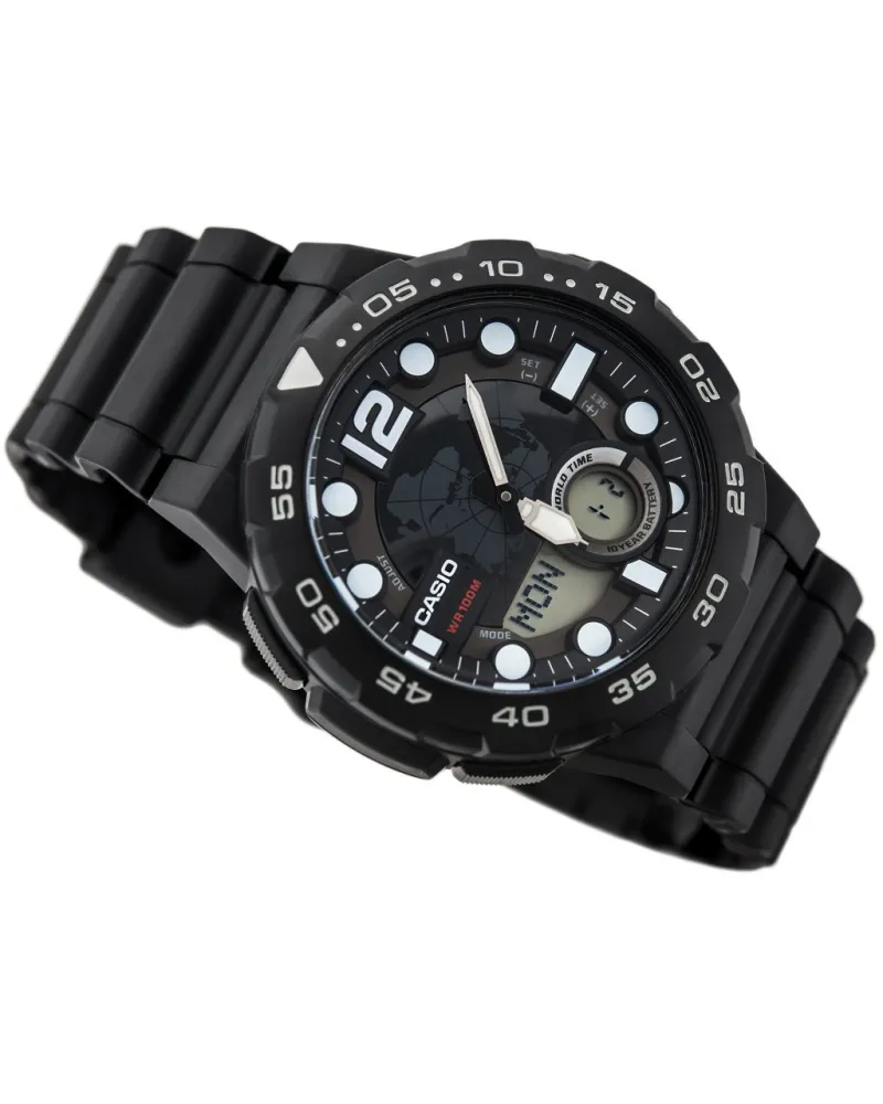 ZEGAREK MĘSKI CASIO AEQ-100W 1AV (zd070a) - WORLD TIME + BOX ZEGAREK MĘSKI CASIO AEQ-100W 1AV (zd070a) - WORLD TIME + BOX