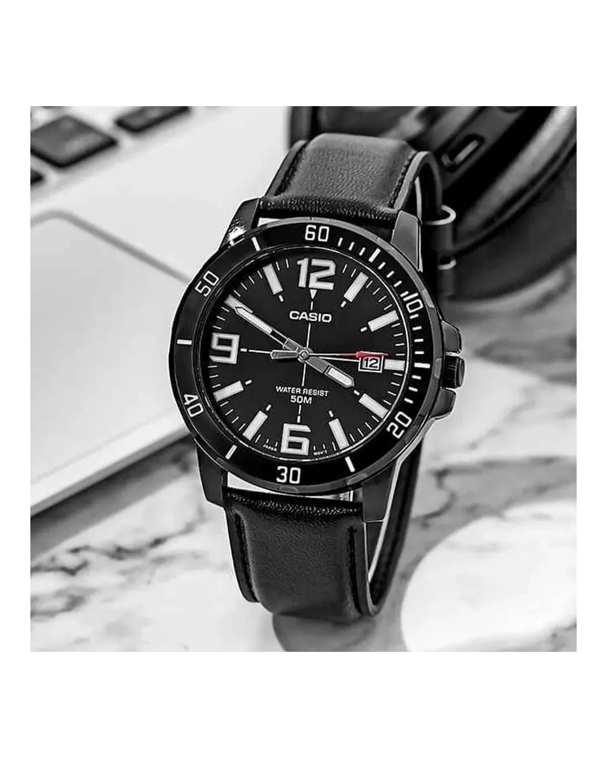 ZEGAREK MĘSKI CASIO MTP-VD01BL-1B (zd169d) + BOX