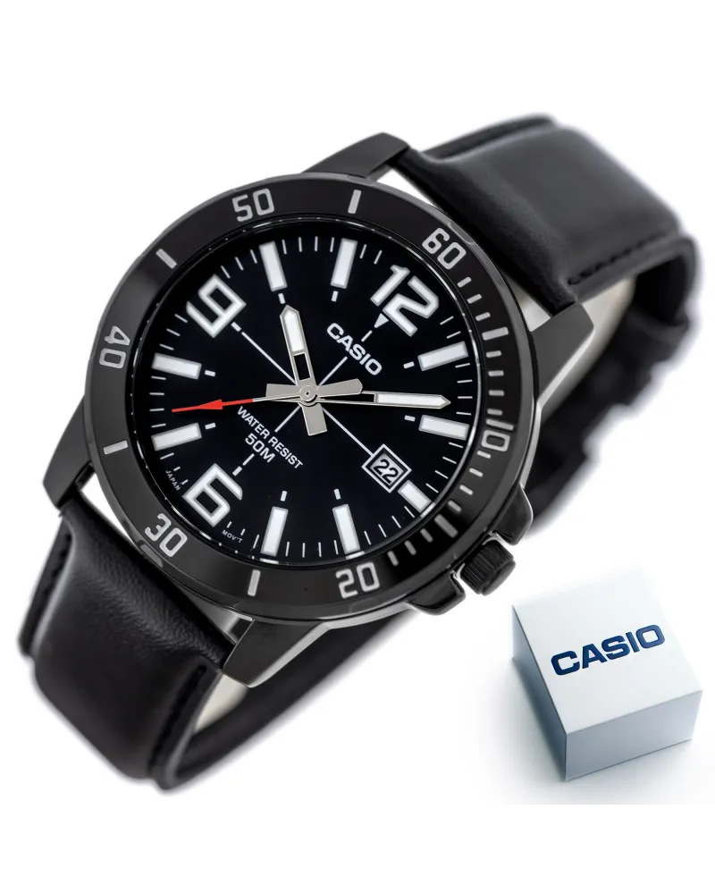 ZEGAREK MĘSKI CASIO MTP-VD01BL-1B (zd169d) + BOX