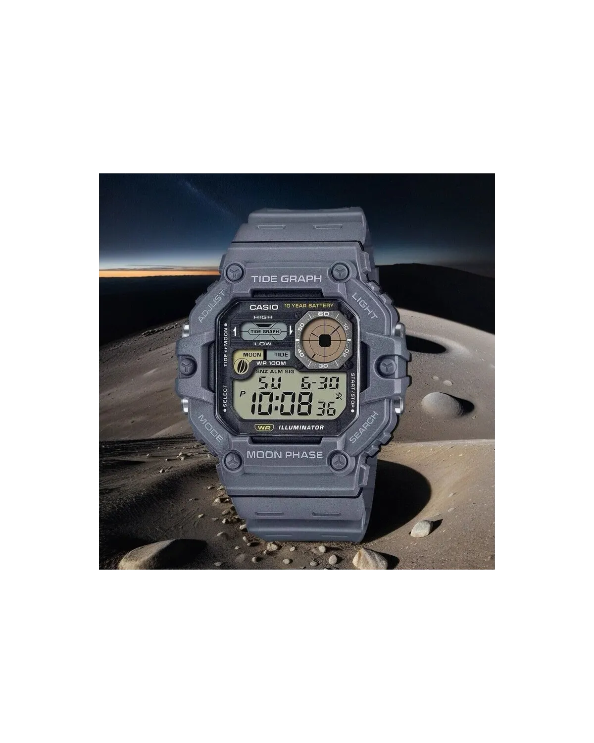 ZEGAREK MĘSKI CASIO Digital Moonphase WS-1700H-8AV + BOX