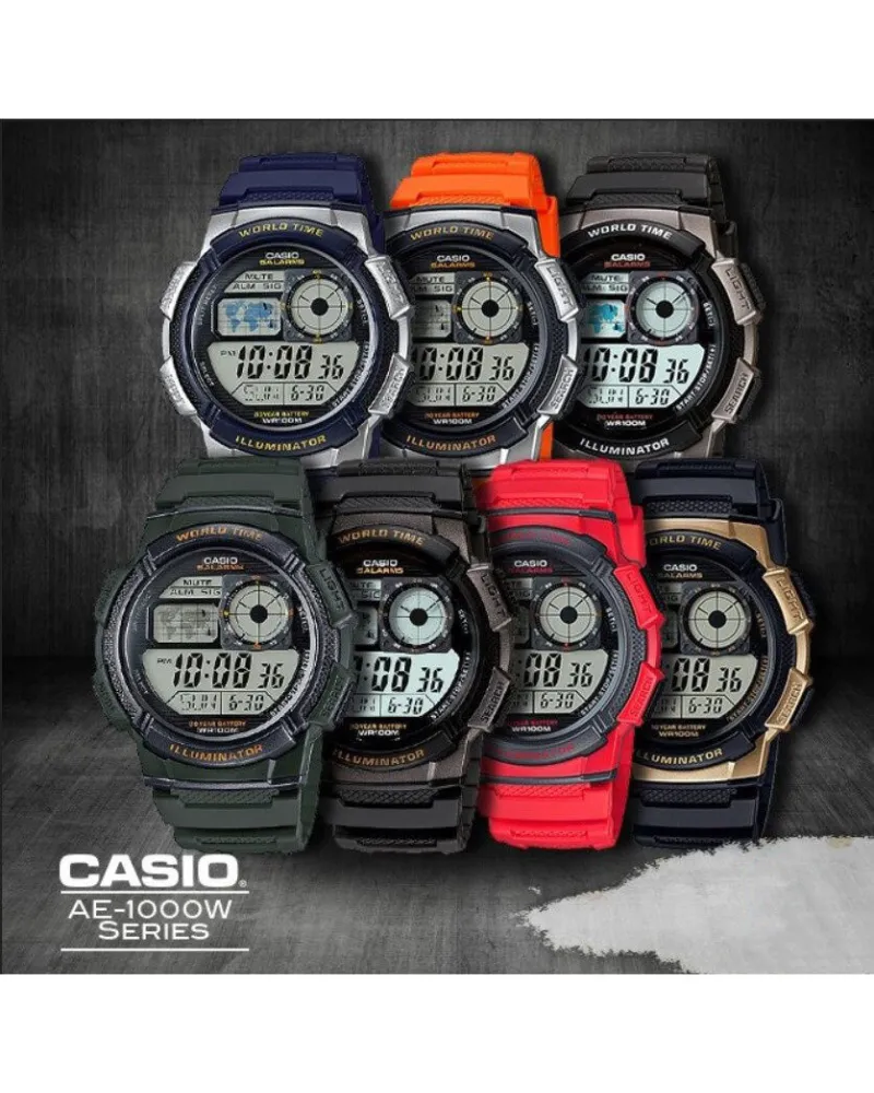 ZEGAREK MĘSKI CASIO AE-1000W-1AV - WORLD TIME + BOX