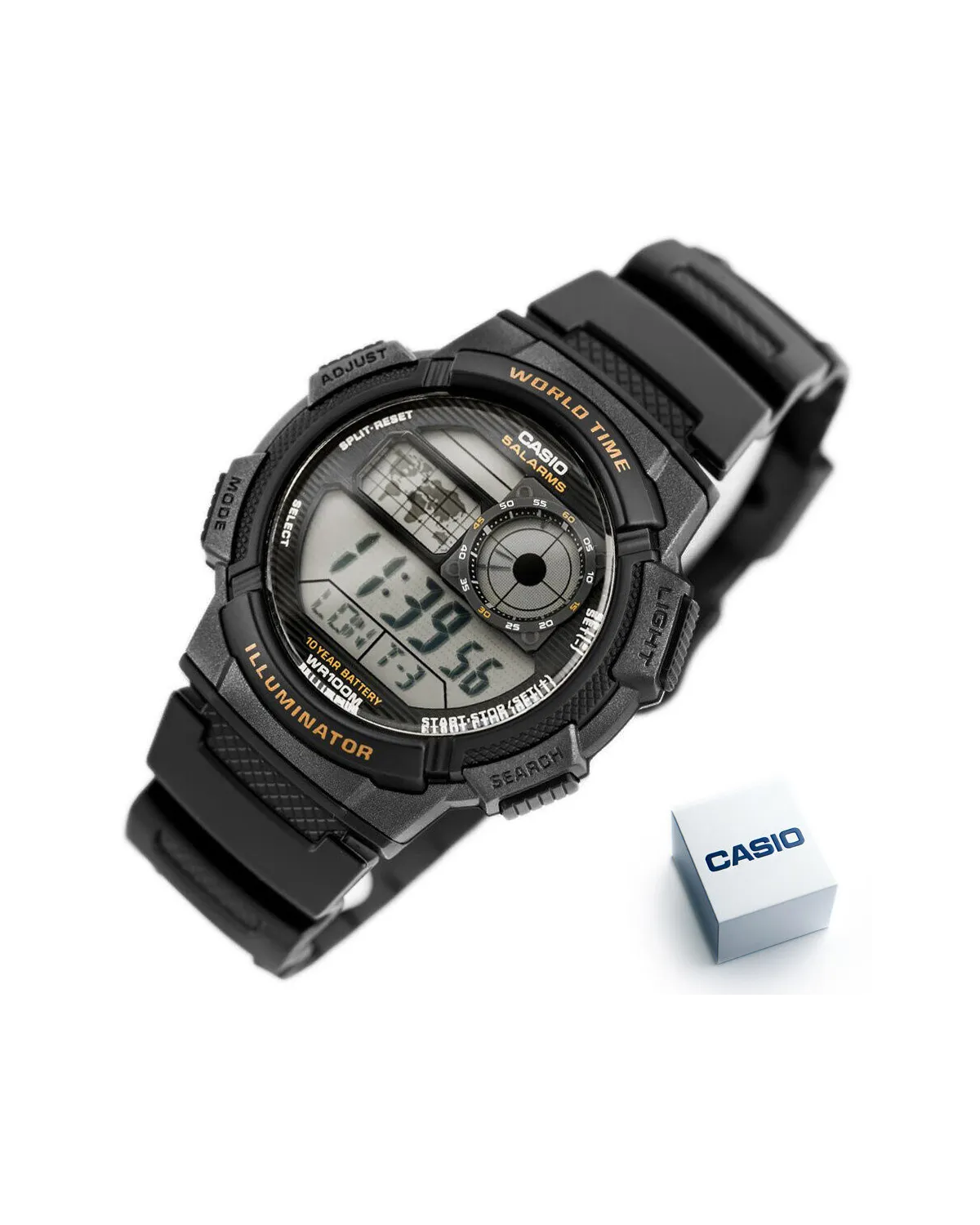 ZEGAREK MĘSKI CASIO AE-1000W-1AV - WORLD TIME + BOX