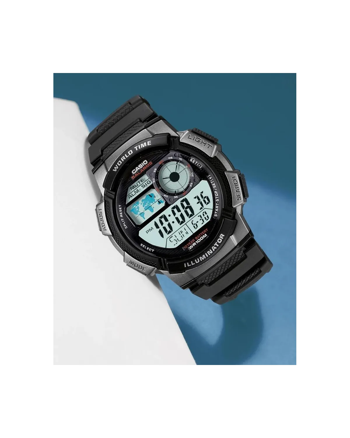 ZEGAREK MĘSKI CASIO AE-1000W 1BVDF (zd073g) - WORLD TIME + BOX ZEGAREK MĘSKI CASIO AE-1000W 1BVDF (zd073g) - WORLD TIME + BOX